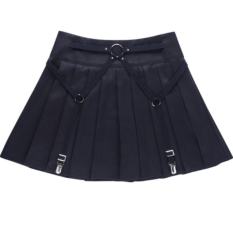 Dark Functional Wind Punk Girl Pleated Skirt High Waist Tooling Bf Cool Ring Skirt Skirt Trend Dark Functional Wind Punk Girl Pleated Skirt High Waist Tooling Bf Cool Ring Skirt Skirt Trend